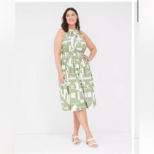 NWT Lane Bryant Halter-Neck Smocked-Waist Midi Dress